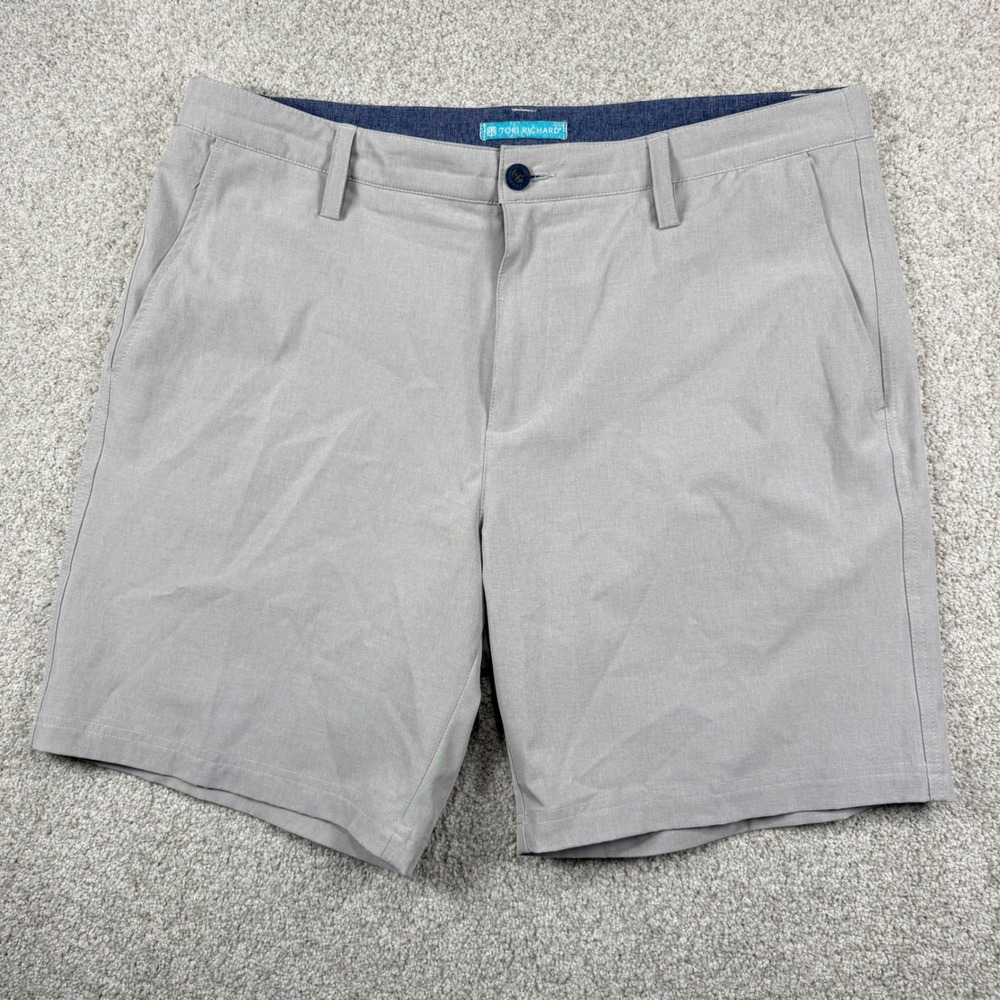 Tori Richard Shorts Mens 36 Grey Performance Stretch Golf Casual Flat Front
